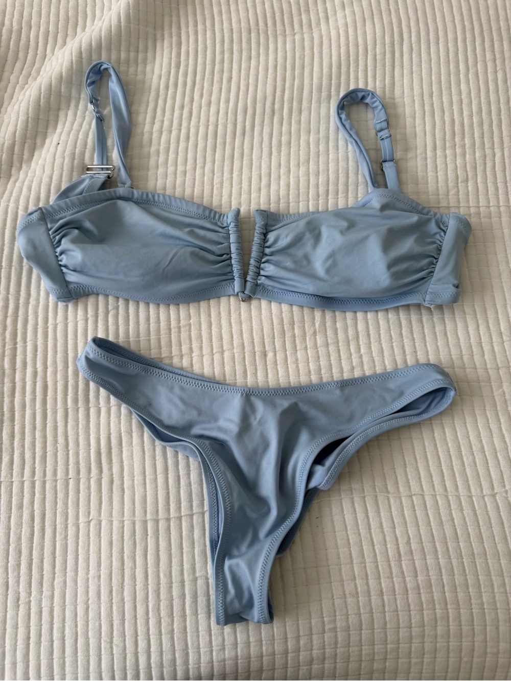 Blue bikini set with adjustable straps